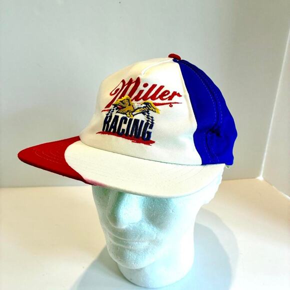 Yupoong Other - Yupoong Vintage NASCAR Racing Miller Racing Cap Hat Blue Red White